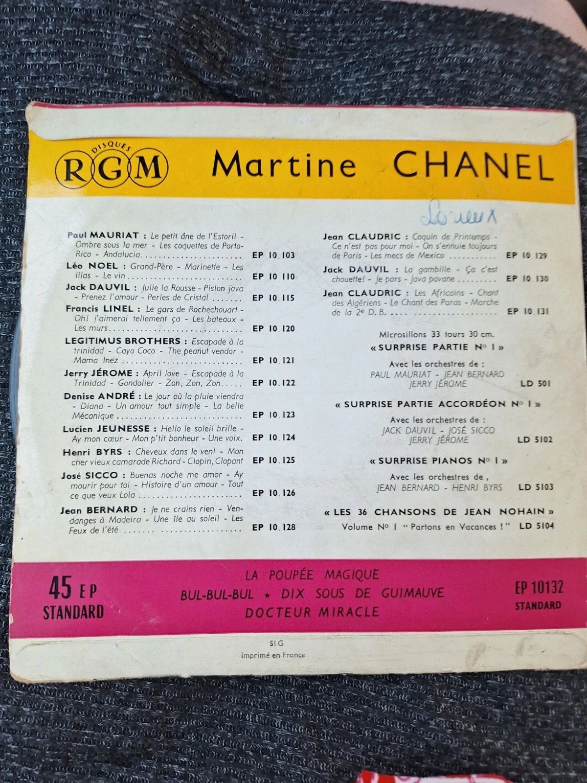45T Vinyl EP Martine Chanel La Poupée Magique RGM Records Vintage 1950s – photo 2
